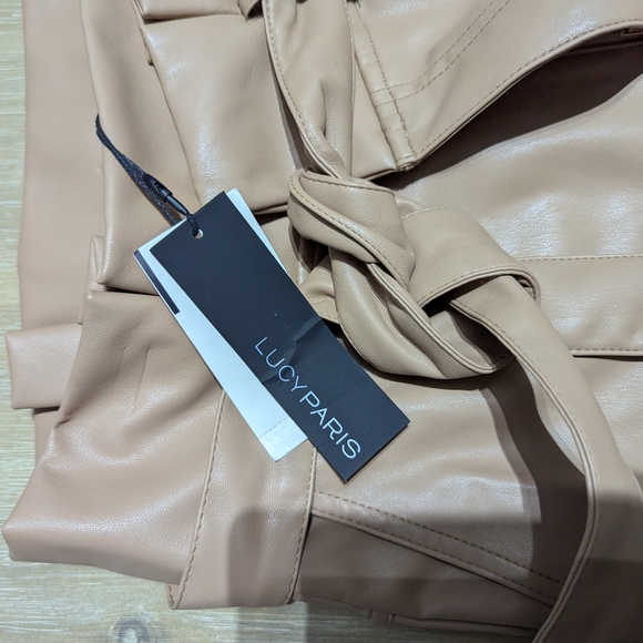 Lucy Paris Tan Trousers with Relaxed Fit and Belted Waist - Picture 3 of 4